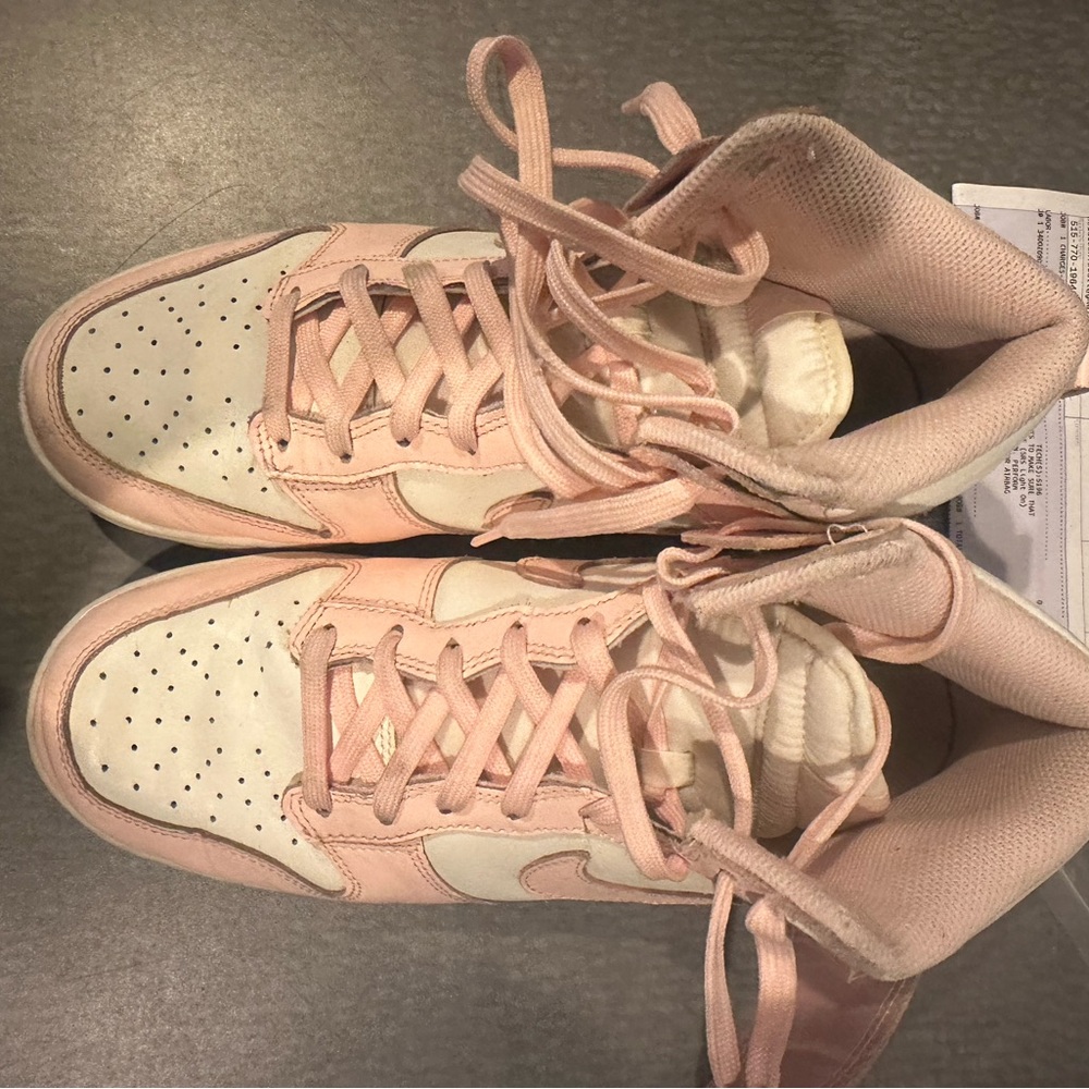 pink nike dunk highs